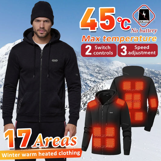 Heated Men's Hoodie with 29 Heating Zones