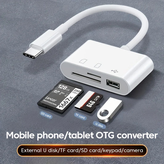 3 in 1 Multifunctional OTG Card Reader Type-C to TF/SD/USB Converter