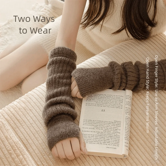 Arm and Wrist warmer Cold Proof, Soft Stacked Fingerless Gloves Cold Weather